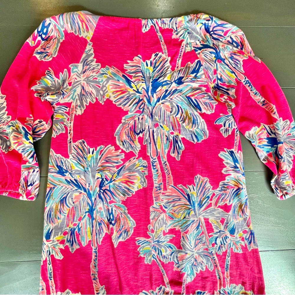 Lilly Pulitzer ALIA BEACH COVER UP Cotton Dress, Flamingo Pink Nice Stems XXS - Picture 8 of 10